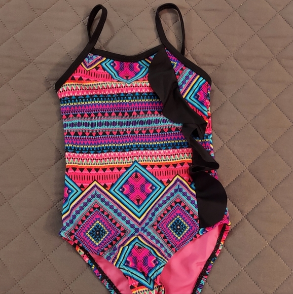 Multi colored ruffle swimsuit. - Picture 1 of 6